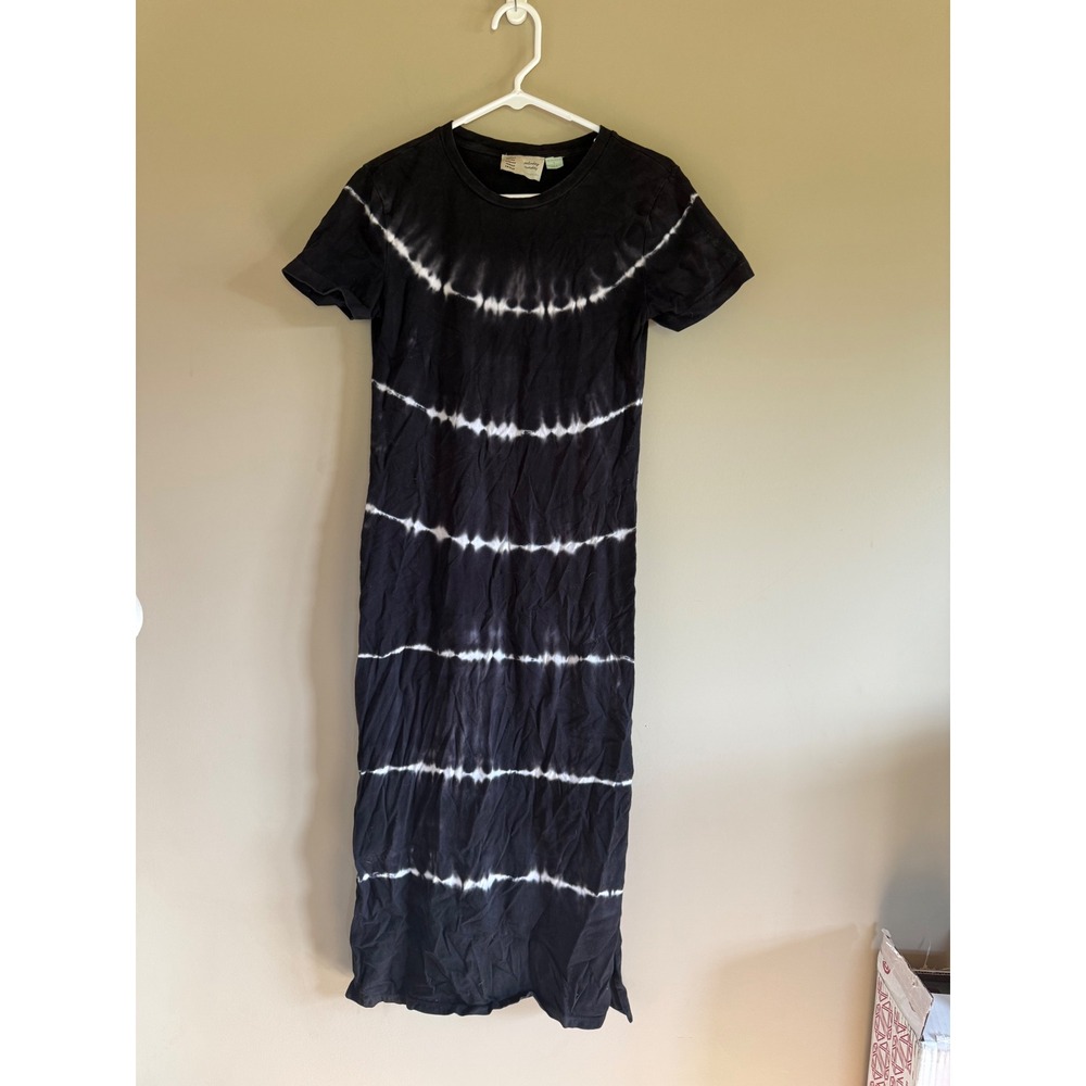 Anthropologie Saturday Sunday Black Tie Dye Maxi Dress Short Sleeve T-Shirt Sm